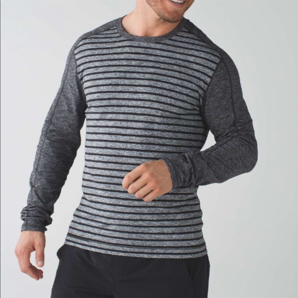 Lululemon Surge Warm Crew Heathered Black size Medium